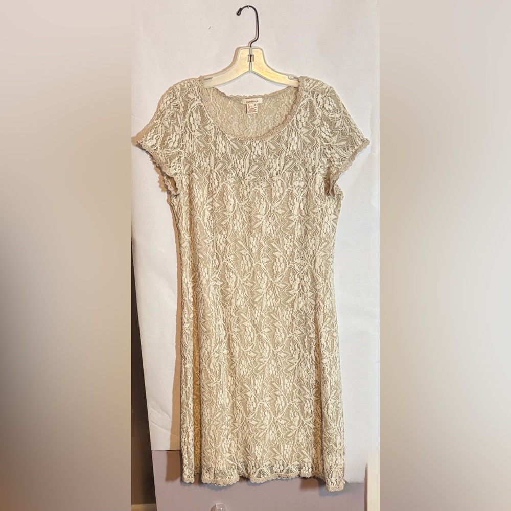 Sundance Beige Lace Mini Dress